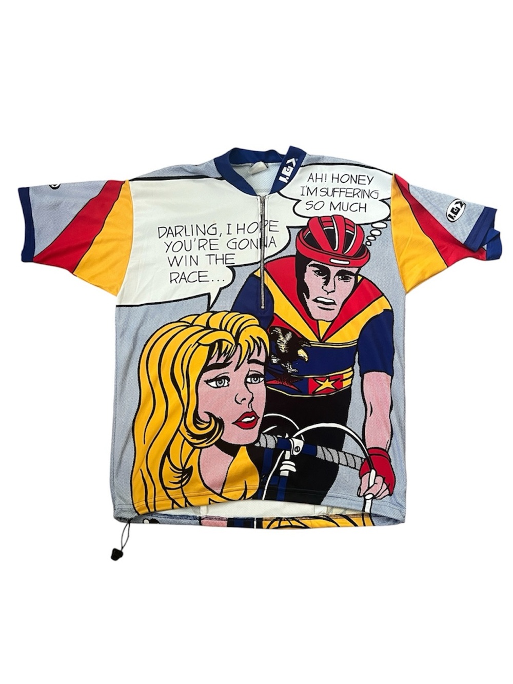 Vintage Louis Garneau pop art comic book cycling jersey Size XL (READ)
